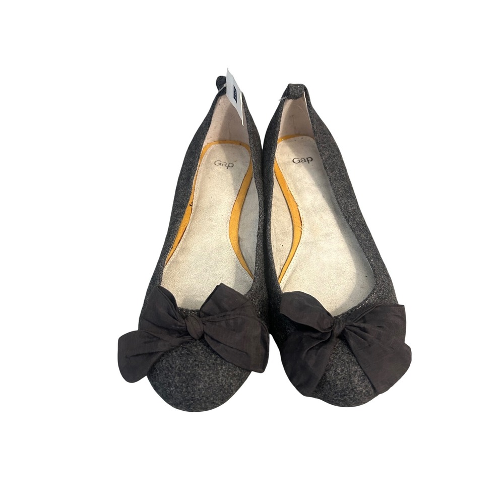 Gap Gray Wool Blend Bow Ballet Flats Women Size 6 Charcoal Slip On Shoes